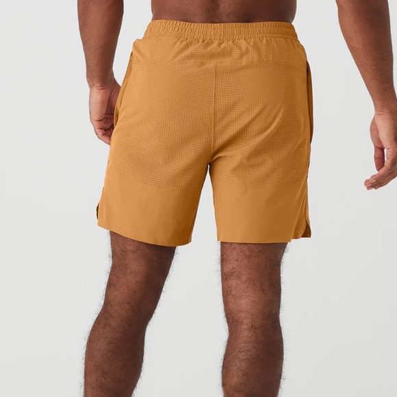 ALO Yoga Men's Athletic Shorts in Mustard - Picture 7 of 7